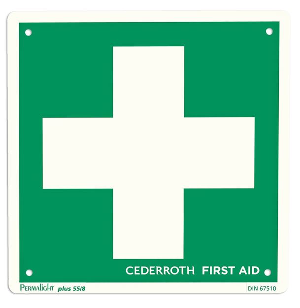 Πινακίδα με πράσινο σταυρό φαρμακείου CEDERROTH 1738